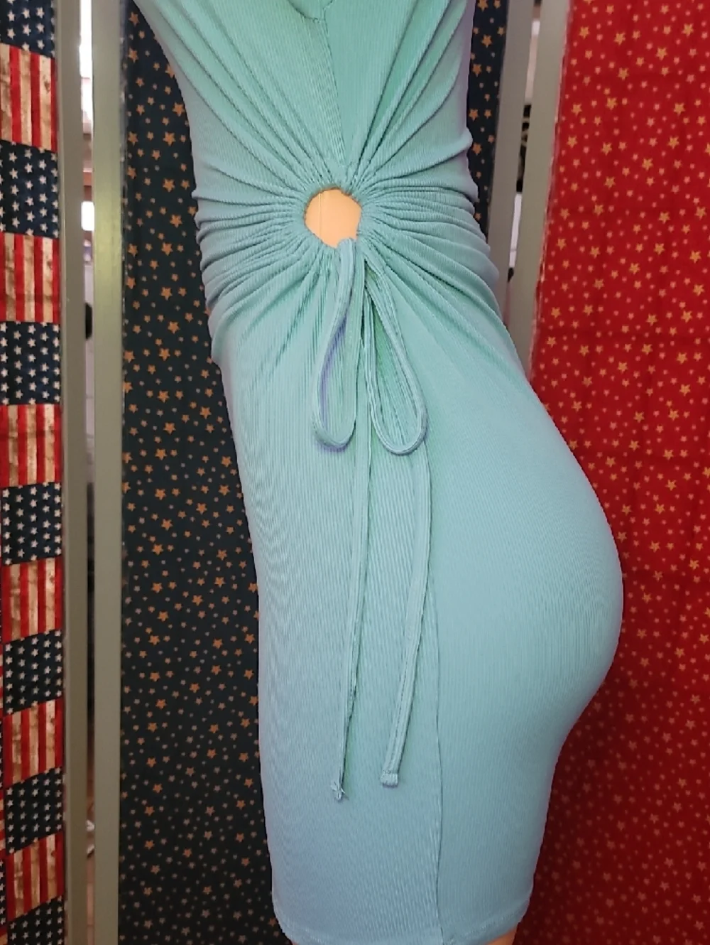 **Rue21 Sky Blue Long-Sleeve Side-Tie Bodycon Dress** - Picture 2 of 6